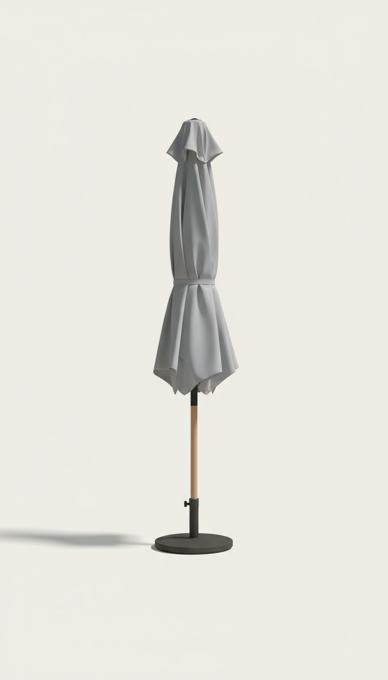 Aluminum umbrella in sandstone with cover