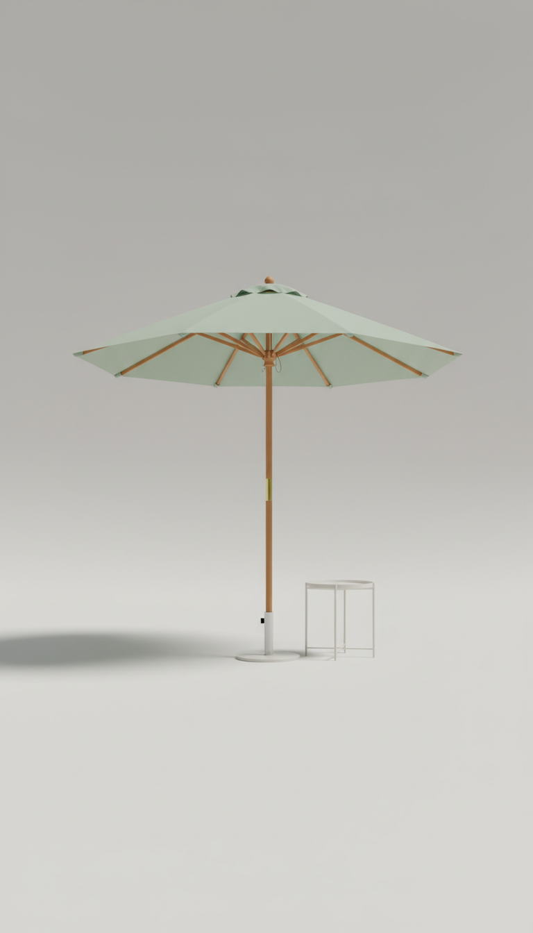 Center-pole umbrella in soft sage