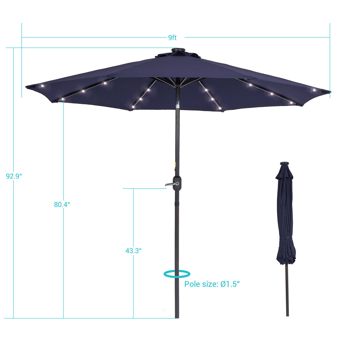 Mirela 108'' Lighted Market Umbrella